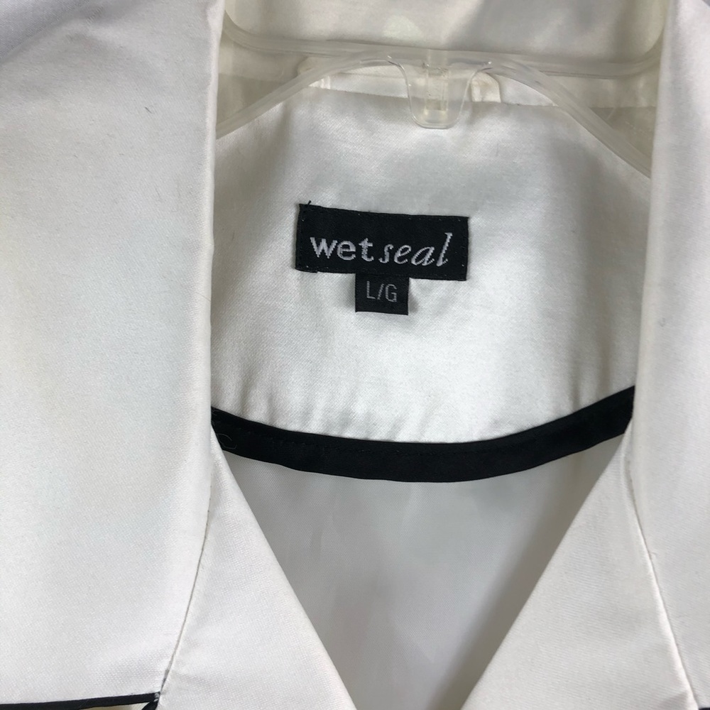WET SEAL Women’s spring jacket black& white size L belted - Picture 4 of 6